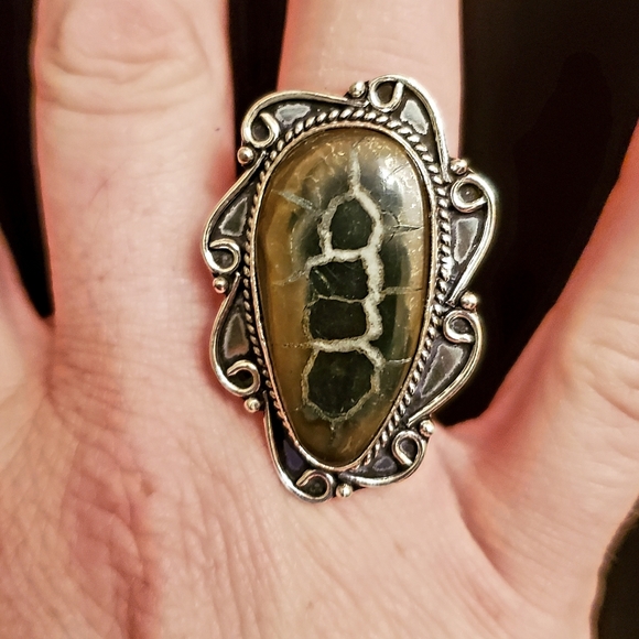 New Mud Crack Jasper Fossil 925 Silver Ring. - Picture 4 of 8